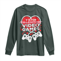 Funny Valentine's Day Gaming Long Sleeve Shirt V Is For Video Games Big Heart