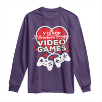 Funny Valentine's Day Gaming Long Sleeve Shirt V Is For Video Games Big Heart