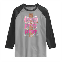 Pray On It Pray Over It Pray Through It Raglan Shirt Christian Religious God Valentine's Day Coquette Cross