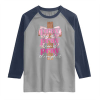 Pray On It Pray Over It Pray Through It Raglan Shirt Christian Religious God Valentine's Day Coquette Cross