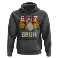 Funny Groundhog 67 Hoodie Six Seven Bruh Retro Vintage Woodchuck Day - Wonder Print Shop