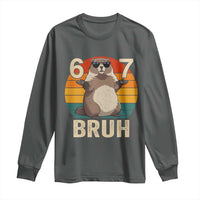 Funny Groundhog 67 Long Sleeve Shirt Six Seven Bruh Retro Vintage Woodchuck Day - Wonder Print Shop