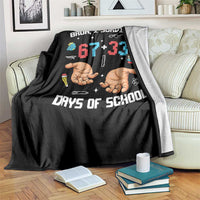 Bruh I Survived 67 33 Days Of School Throw Blanket Funny 100th Days of School Pixel 67 Hands