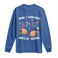 Bruh I Survived 67 33 Days Of School Long Sleeve Shirt Funny 100th Days of School Pixel 67 Hands