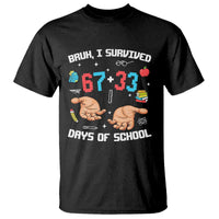 Bruh I Survived 67 33 Days Of School T Shirt Funny 100th Days of School Pixel 67 Hands