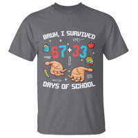 Bruh I Survived 67 33 Days Of School T Shirt Funny 100th Days of School Pixel 67 Hands
