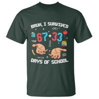 Bruh I Survived 67 33 Days Of School T Shirt Funny 100th Days of School Pixel 67 Hands