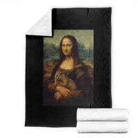 Mona Lisa Holding Groundhog Parody Painting Throw Blanket Funny Groundhog Day