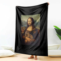 Mona Lisa Holding Groundhog Parody Painting Throw Blanket Funny Groundhog Day