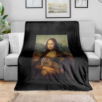 Mona Lisa Holding Groundhog Parody Painting Throw Blanket Funny Groundhog Day