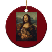 Mona Lisa Holding Groundhog Parody Painting Ceramic Ornament Funny Groundhog Day
