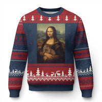 Mona Lisa Holding Groundhog Parody Painting Ugly Christmas Sweater Funny Groundhog Day