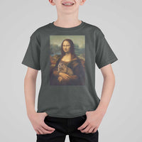 Mona Lisa Holding Groundhog Parody Painting T Shirt For Kid Funny Groundhog Day