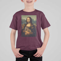 Mona Lisa Holding Groundhog Parody Painting T Shirt For Kid Funny Groundhog Day