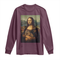 Mona Lisa Holding Groundhog Parody Painting Long Sleeve Shirt Funny Groundhog Day