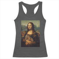 Mona Lisa Holding Groundhog Parody Painting Racerback Tank Top Funny Groundhog Day