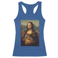 Mona Lisa Holding Groundhog Parody Painting Racerback Tank Top Funny Groundhog Day