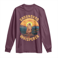 Funny Groundhog Whisperer Long Sleeve Shirt Screaming Woodchuck Mountain Forest