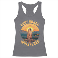 Funny Groundhog Whisperer Racerback Tank Top Screaming Woodchuck Mountain Forest