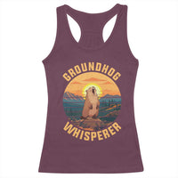 Funny Groundhog Whisperer Racerback Tank Top Screaming Woodchuck Mountain Forest