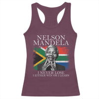 Nelson Mandela Quote Racerback Tank Top I Never Lose I Either Win Or I Learn Vintage South African Flag