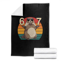 Funny Groundhog 67 Throw Blanket Six Seven Meme Retro Vintage Woodchuck Day - Wonder Print Shop