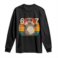 Funny Groundhog 67 Long Sleeve Shirt Six Seven Meme Retro Vintage Woodchuck Day - Wonder Print Shop