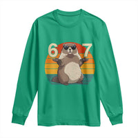Funny Groundhog 67 Long Sleeve Shirt Six Seven Meme Retro Vintage Woodchuck Day - Wonder Print Shop