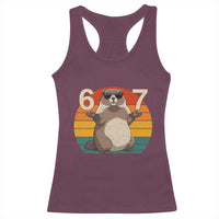 Funny Groundhog 67 Racerback Tank Top Six Seven Meme Retro Vintage Woodchuck Day - Wonder Print Shop