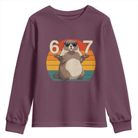 Funny Groundhog 67 Youth Sweatshirt Six Seven Meme Retro Vintage Woodchuck Day - Wonder Print Shop