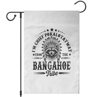 I Am Chief Pokalotatwat From The Bangahoe Tribe Garden Flag Funny Native American Racoon