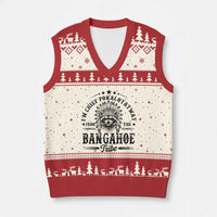 I Am Chief Pokalotatwat From The Bangahoe Tribe V-Neck Knit Sweater Vest Funny Native American Racoon