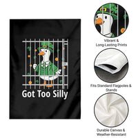 Funny Got Too Silly St Patricks Day Garden Flag Goose Pun Humor Animal Lovers Shamrock