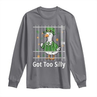 Funny Got Too Silly St Patricks Day Long Sleeve Shirt Goose Pun Humor Animal Lovers Shamrock