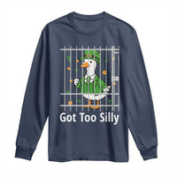 Funny Got Too Silly St Patricks Day Long Sleeve Shirt Goose Pun Humor Animal Lovers Shamrock