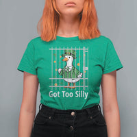 Funny Got Too Silly St Patricks Day T Shirt For Women Goose Pun Humor Animal Lovers Shamrock