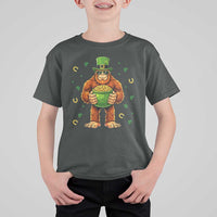 Funny St Patricks Day Bigfoot Lucky Pot Gold Sunglasses Sasquatch T Shirt For Kid