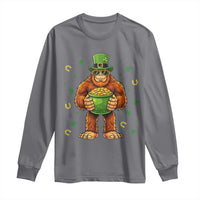Funny St Patricks Day Bigfoot Lucky Pot Gold Sunglasses Sasquatch Long Sleeve Shirt