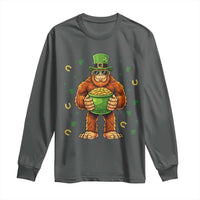Funny St Patricks Day Bigfoot Lucky Pot Gold Sunglasses Sasquatch Long Sleeve Shirt