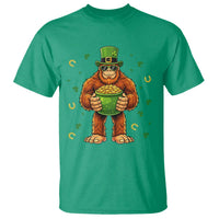 Funny St Patricks Day Bigfoot Lucky Pot Gold Sunglasses Sasquatch T Shirt