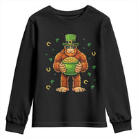 Funny St Patricks Day Bigfoot Lucky Pot Gold Sunglasses Sasquatch Youth Sweatshirt