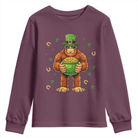 Funny St Patricks Day Bigfoot Lucky Pot Gold Sunglasses Sasquatch Youth Sweatshirt