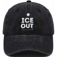 Ice Out Of Minnesota Washed Cotton Baseball Cap MN Map Immigration Protest Community Resistance