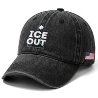 Ice Out Of Minnesota Washed Cotton Baseball Cap MN Map Immigration Protest Community Resistance