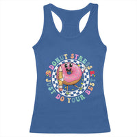 Funny Testing Day Teacher Racerback Tank Top Donut Stress Just Do Your Best