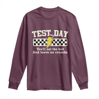 Funny Test Day You'll Eat The Test And Leave No Crumbs Long Sleeve Shirt Teacher Pencil Lightning Bolt
