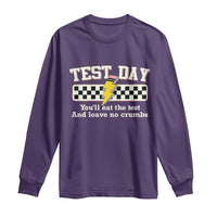 Funny Test Day You'll Eat The Test And Leave No Crumbs Long Sleeve Shirt Teacher Pencil Lightning Bolt