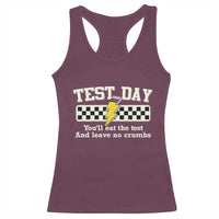 Funny Test Day You'll Eat The Test And Leave No Crumbs Racerback Tank Top Teacher Pencil Lightning Bolt