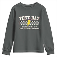 Funny Test Day You'll Eat The Test And Leave No Crumbs Youth Sweatshirt Teacher Pencil Lightning Bolt
