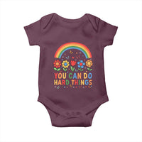 Funny You Can Do Hard Things Baby Onesie Motivational Quote Flowers Rainbow